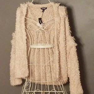 Fuzzy Open Cardigan Sweater from Express